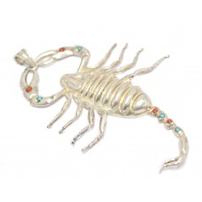 Scorpion Pendant Sterling Silver 925 Women Coral Turquoise Stone Handmade D17